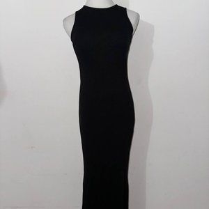 Popilush Built-In Shapewear Crew Neck Sleeveless Maxi Lounge Dress - Black - XL